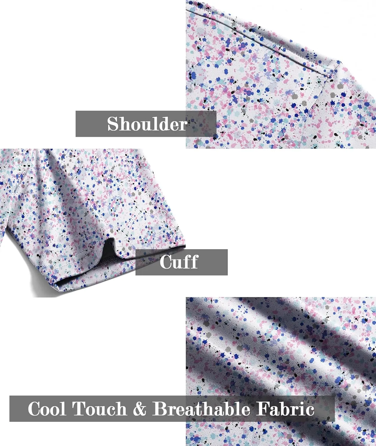 ZITY Men's Golf Shirts Short Sleeve Moisture Wicking Performance Print Patterns Casual Collared Golf Polo Shirt for Men